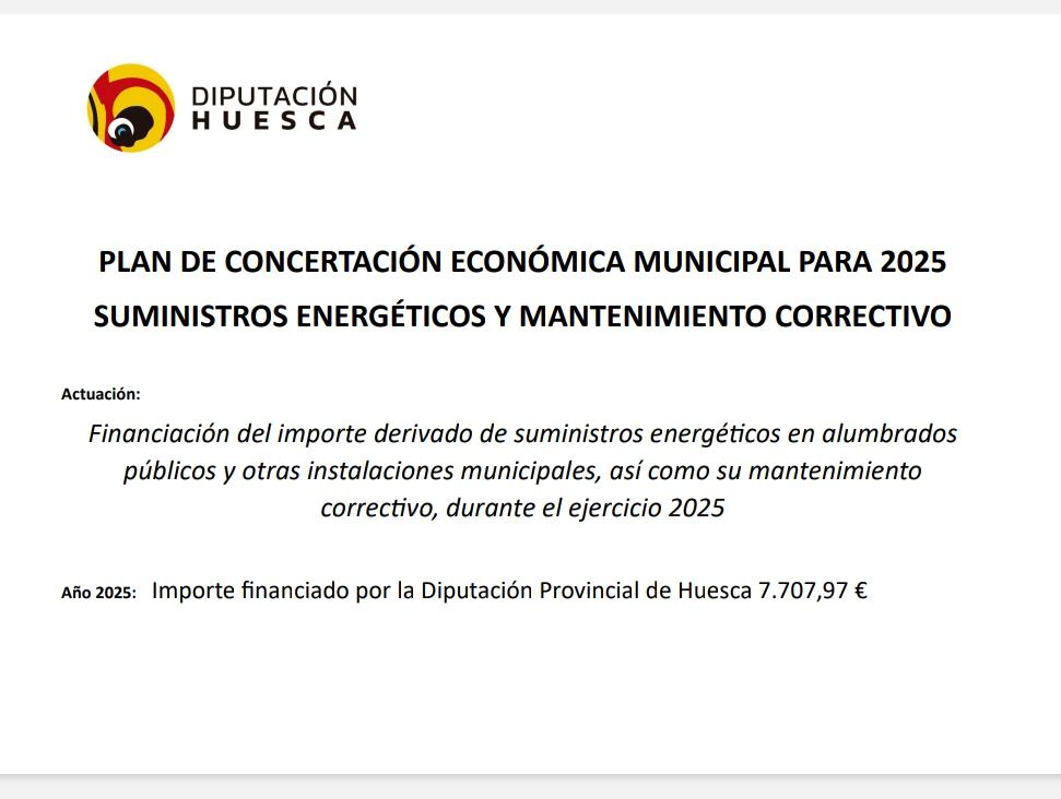Imagen Plan provincial de Concertación Económica Municipal. Suministros energéticos y mantenimiento correctivo 2025