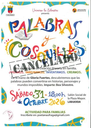 Imagen CANCELADA actividad "Palabras y Cosquillas" del 31 de octubre a...