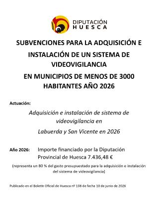Imagen Adqusición e instalación de un sistema de videovigilancia en Labuerda y...